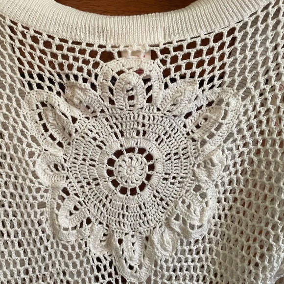 Candies Ivory Crochet Cardigan Junior size L or XS women - Picture 7 of 8